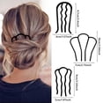 thumbnail image 3 of 6 Piece Metal Hair Side Combs & Forks, U Shape for Vintage Updo Bun Hairstyles, Hair Accessories (Black-4 Teeth), 3 of 12