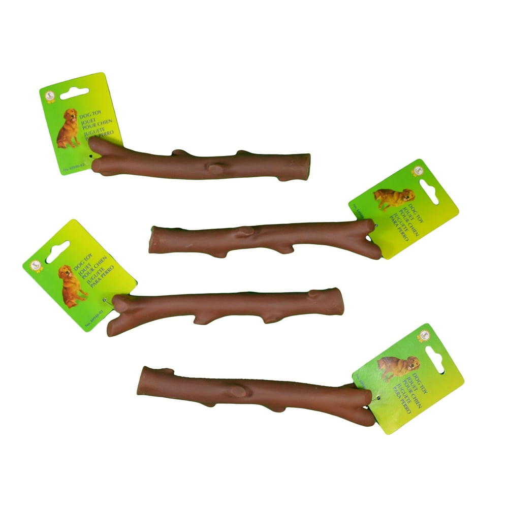 Set of 4 Tree Branch Dog Toy 8" Fetch Stick With Squeaker K094002