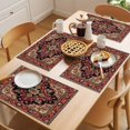 thumbnail image 5 of Red Vintage Placemats Set of 6, Floral Pattern Ethnic Style Non-Slip Place Mats Washable Table Mats for Kitchen Dining Table Decorations Indoor/Outdoor, 5 of 9