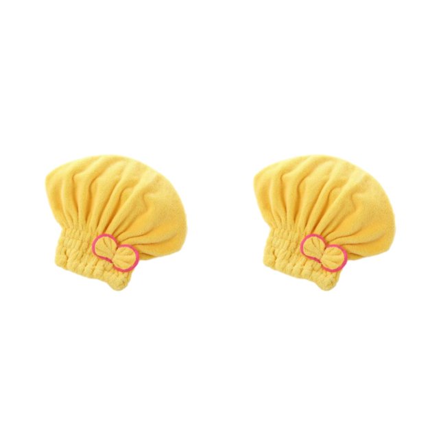 Matsuzay Gorros de secado de pelo de felpa fáciles de limpiar para un mantenimiento sencillo, adecuados para familias, gorro de pelo seco amarillo 29*30 2Conjunto