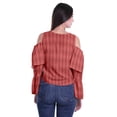 thumbnail image 4 of Moomaya Cold Shoulder Tops Shirts For Women Button Down Long Ruffle Sleeve Top, 4 of 4