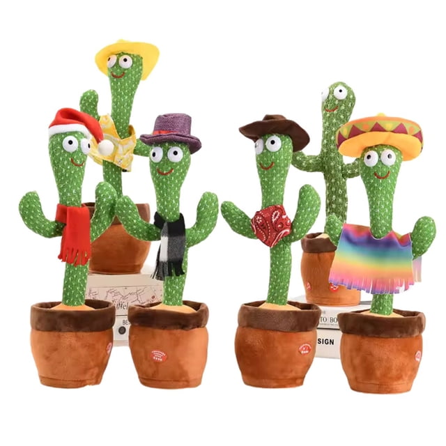 Juguetes Cactus Bailarín Kokkonco Recargable 120 canciones En Español Sombrero y Lindo Chal incluido