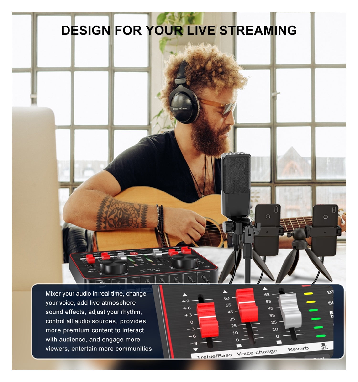 Sound Card G1 & L3 Condenser Microphone Set USB Sound Mixer Mic Audio Interface Sound Board For Phone Recording Live Streaming ,Easy to Operate