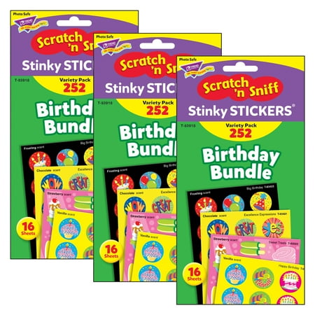 UPC: 0194629064991 | TREND Birthday Bundle Stinky Stickers Variety Pack 252 Per Pack 3 Packs
