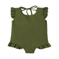 thumbnail image 1 of MesaSe Summer Toddler Girls Swimwear Solid Ruffles Short Sleeve Backless Bikini Dark Orange 5-6 Years, 1 of 6