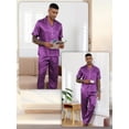 thumbnail image 4 of Silk Satin Pajama Sets for Men Short Sleeve Button-Down Pajamas for Men 2 Piece Men Silk Sleepwear Set Mens Satin Loungewear Sets with Long Pants, S-XXL, 4 of 13