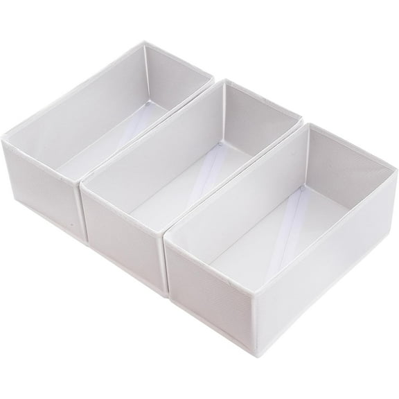 Dresser Drawer Organizer 3 Pack Raw White, Small Storage Bins for Socks Underwear, 4.8' Tall Fabric Divider for Closet & Drawer, Durable Breathable Multipurpose Drawer Organizer for Clothes