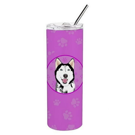 

8.25 x 3 in. Unisex Siberian Husky Black & White No.1 Stainless Steel 20 oz Skinny Tumbler Pink