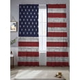 thumbnail image 2 of Red American Flag Sheer Curtains 84 Inch Length 2 Panels Set, Semi Transparent Voile Rod Pocket Curtains for Living Dining Room Bedroom Drapes White Stripe Vintage US Flag Starts, 2 of 6