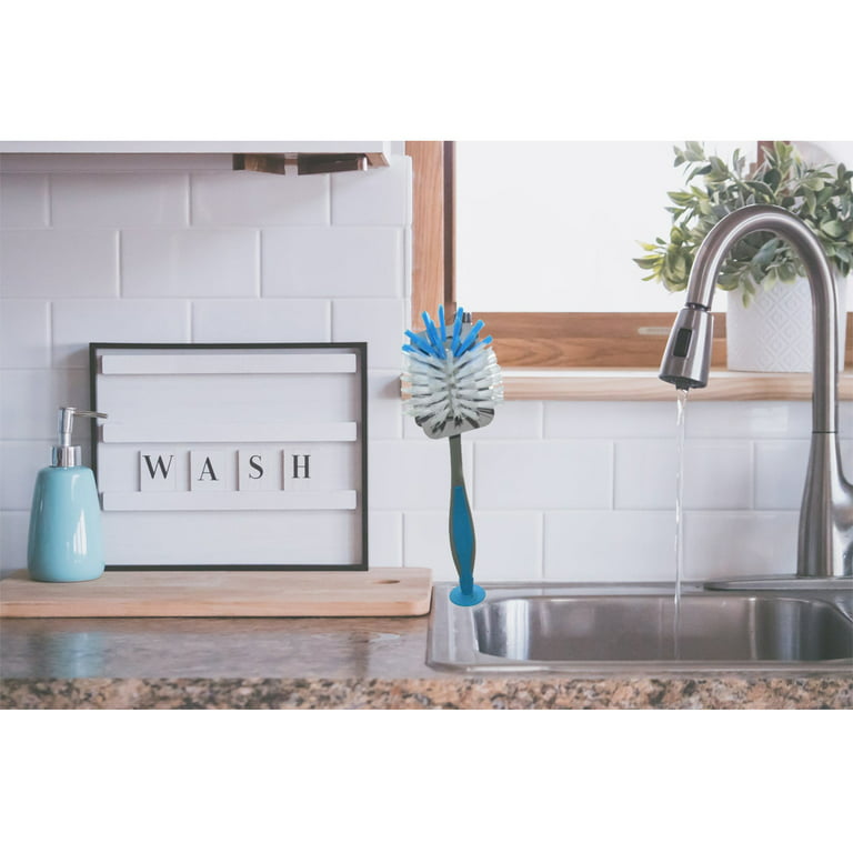 2 Pcs Kitchen Scrub Brush Suction Cup Sink Dish Washing Vegetable