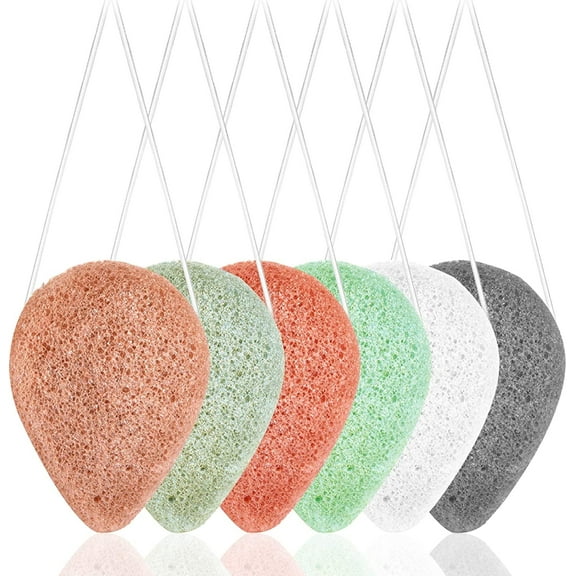WSNIJFU 6 Pack Natural Konjac Facial Sponges, findTop 6 Colors Konjac Facial Sponges for Gentle Face Cleansing and Exfoliation Color Random