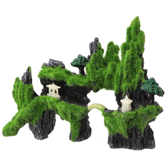 Aquarium Decoration Moss Tree House Rock Mountain Resin Cave Landscaping Fish Tank Decoration Accessories