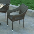 thumbnail image 3 of Emma + Oliver Set of Two All-Weather Indoor/Outdoor Stacking Patio Dining Chairs with Steel Frame and Weather Resistant PE Rattan in Gray, 3 of 11