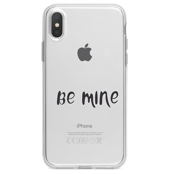 DistinctInk Clear Shockproof Hybrid Case for iPhone X / XS (5.8" Screen) - TPU Bumper Acrylic Back Tempered Glass Screen Protector - Be Mine - Valentine's Day