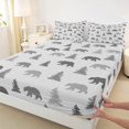 thumbnail image 3 of Manfei Wildlife Animal Bear Twin Sheet Sets,Tropical Botanical Pine Twin Fitted Sheet,Rustic Western Farmhouse Flat Sheet For Boys,Ultra Soft Home Decor,3 Pieces, 3 of 7