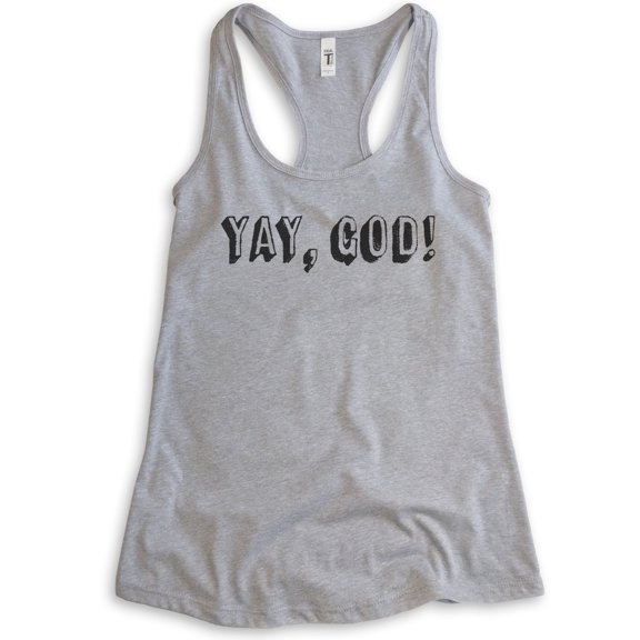 Yay, God! Tank Top, Ladies Racerback Tank Top, Cute Religious Tank, Christian Tank, Funny Faith Tank, Heather Gray, X-Large