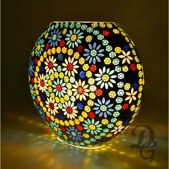 CLASSICO TRADING COMPANY Handcrafted Turkish Mosaic Glass Table Lamp, Multicolor Globe Decorative Table Light for Bedroom, Living Room & Home Décor