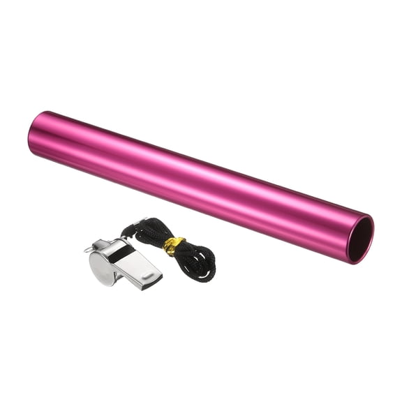 Track Field Relay Baton, Aluminum Track Field Relay Baton for Running Race Team with Whistle 11.5" & 1 Pack & Rose Pink-Fit for (Outdoor/Track Field/Sports/Running/Game)