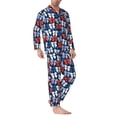 thumbnail image 2 of Cauagu colorful Polka dot bow Print Men's Long-Sleeve Pajama Set,Soft Button-Front 2Pjs for Men Long Sleeve Men’s Sleepwear-Small, 2 of 7