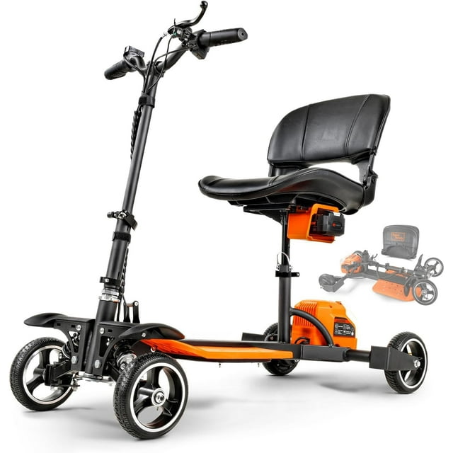 SuperHandy Foldable Mobility Scooter - Lightweight, 48V 2Ah Li-Ion Battery, and 330 lbs Capacity