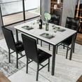 thumbnail image 4 of 4-Person Dining Set: Modern Marble-Effect Dining Table with 4 PU Leather Upholstered Chairs. Kitchen dining furniture suitable for kitchens, dining rooms, and apartments., 4 of 8