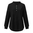 thumbnail image 4 of MesaSe Women‘s Solid Color Long Sleeve Button Open Neck Pullover T-Shirt, 4 of 6