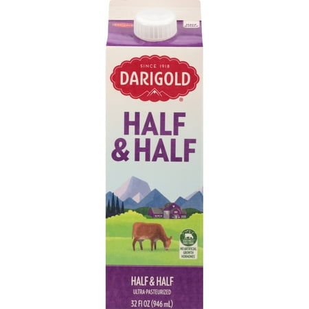 Darigold Half and Half Dairy, 1 Quart, 32 fl oz Carton, Refrigerated