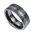 thumbnail image 2 of 8mm Hammered Black Tungsten Rings for Unisex Inlaid Aerolite Wedding Engagement Bands Size 7-12, 2 of 3