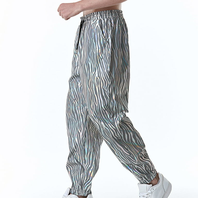 Reflective Pants Women Brand Hip Hop Dance Fluorescent Trousers Casual  Harajuku Night Sporting Jogger Pants Gray