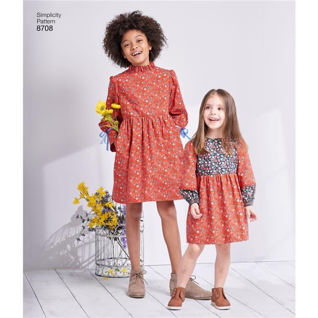 Uncut Simplicity Sewing Pattern 8755 Children/'s and Girls/' Dresses size 3-6 7-14 FF