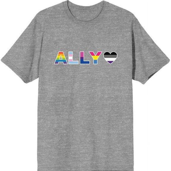 Pride Ally Pride Flag Colors Men's Heather Gray Crew Neck Short Sleeve Tee-Medium