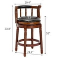 thumbnail image 2 of S-HOME Cow Top Leather Bar Stool 29 Inch Height Solid Wood Frame 360 Degree Swivel Chair for Kitchen, 2 of 6