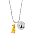 thumbnail image 1 of Delight Jewelry Resin Yellow Geronimo the Giraffe Silvertone Script Initial Disc - L - Charm Necklace, 20"+3", 1 of 4