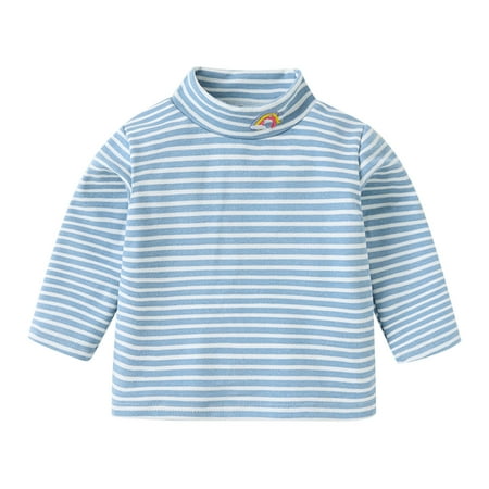 

nsendm Undershirt Pack Kids Children Toddler Infant Baby Boys Girls Long Sleeve Striped Long Sleeve Shirts Size 5 Blue 18-24 Months