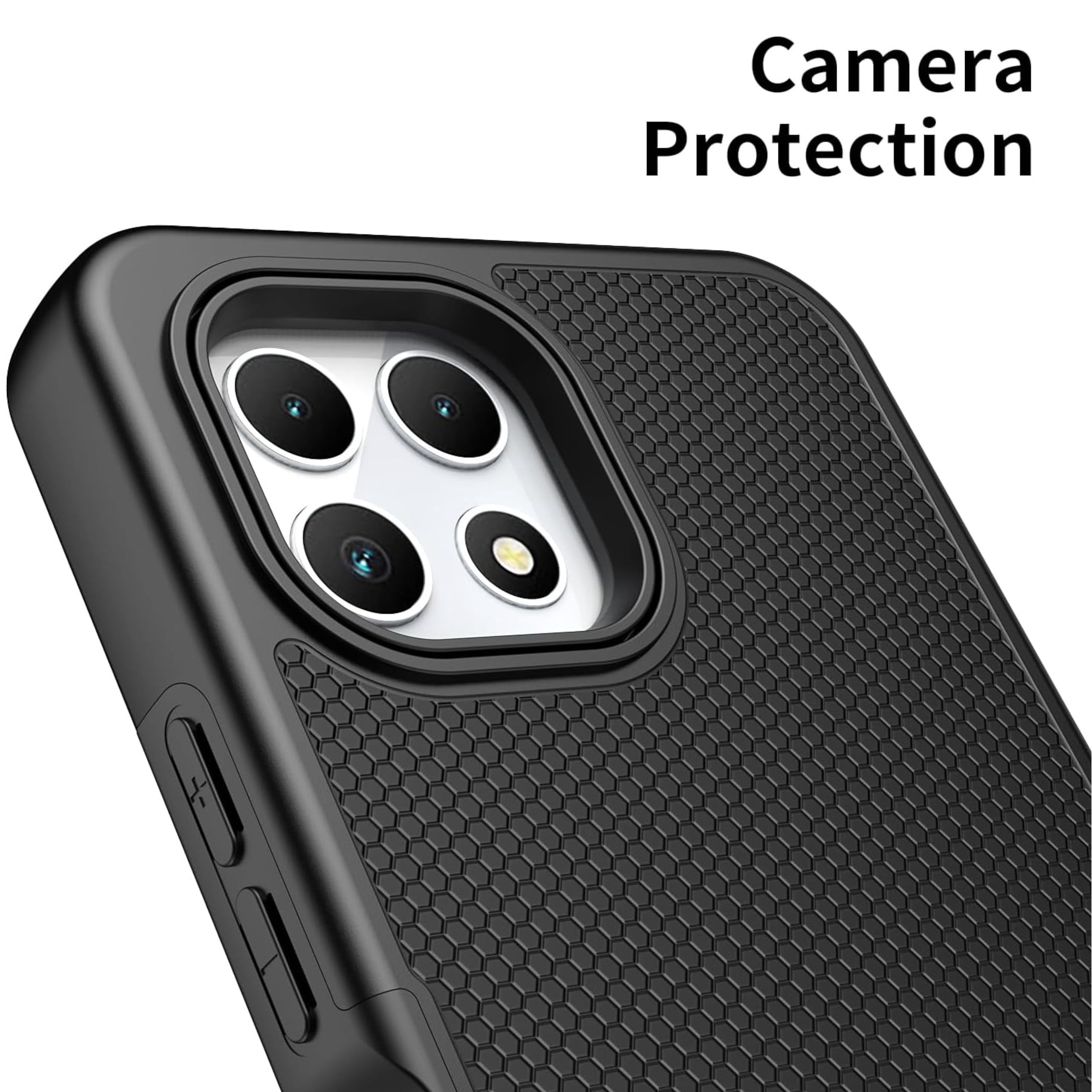 Xpression Phone Case For TCL 50 LE Dual Layer Slim & Tough Hybrid Shockproof Heavy Duty Rubber TPU Matte with Textured Rugged Shell Protection Cover, Black