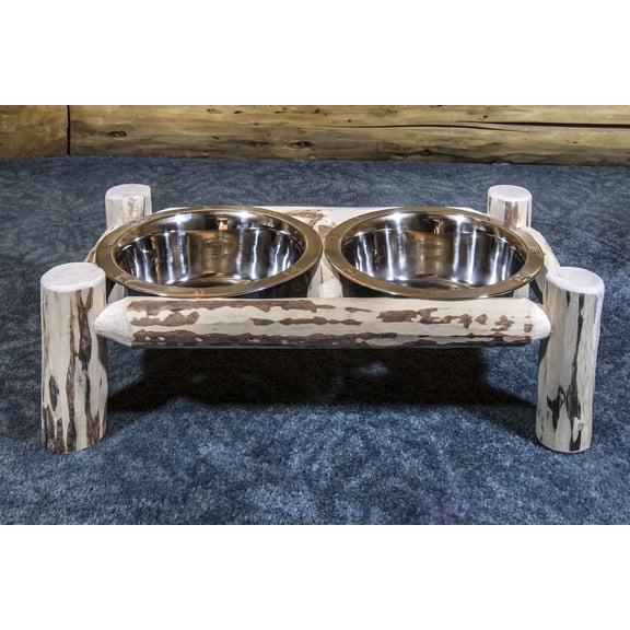 Montana Collection Large Pet Feeder, Clear Lacquer Finish