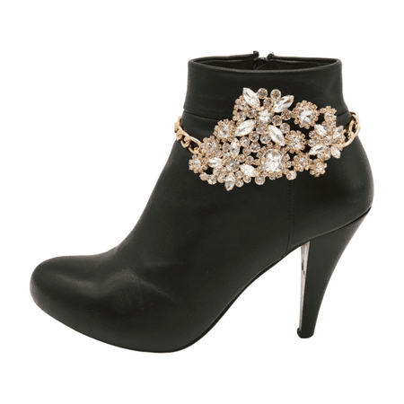 Women Gold Metal Boot Chain Bracelet Shoe Anklet Flower Charm Fashion Jewelry