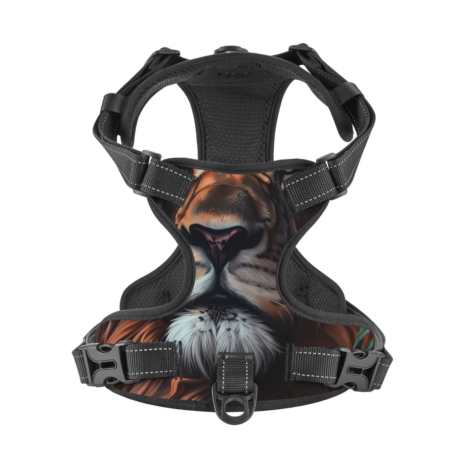 Picia Lion Forest Crown No-Pull Dog Harness Reflective Front Clip Vest with Handle,Step-in Air Dog Harness,Adjustable 2 Metal Rings 4 Buckles,Easy to Put on & Take Off