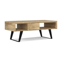 Simpli Home Lowry SOLID MANGO WOOD and Metal 48 inch Wide Rectangle Modern Industrial Coffee Table in Natural