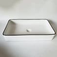 thumbnail image 2 of White Rectangle Shape Vessel Sink | Countertop Black Strip Basin | Tira Vitreous China Washbasin, 2 of 3