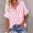 Pink, variant on Qulqfy Womens Button Down Shirts Cotton Linen Black Long Sleeve Shirts Striped Fall Women Lapel Blouses L