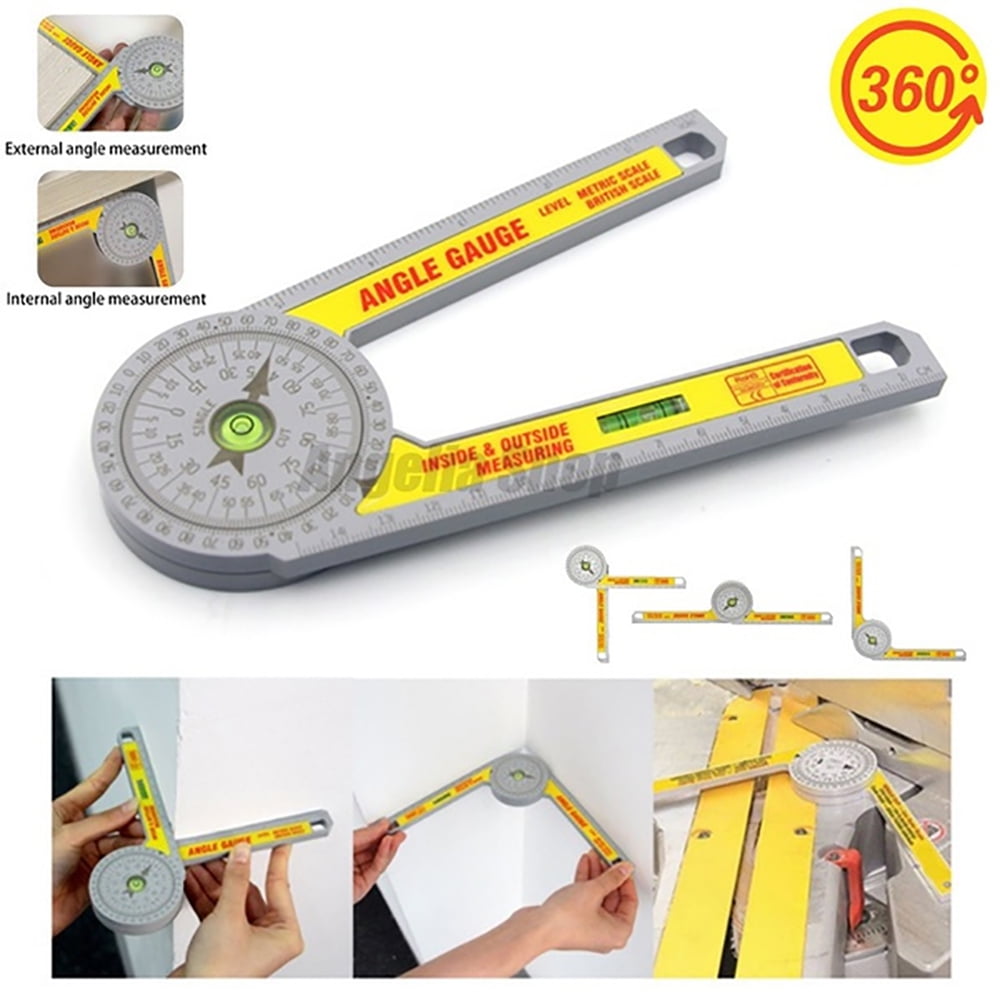 Quick Angle Protractor Measuring Tool WIN TAPE Clear Plastic Goniometer Can Rotate 360 Degree 7 Arms