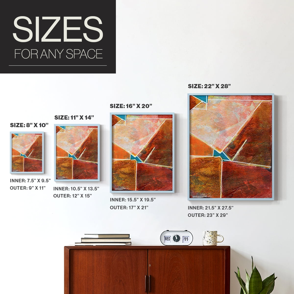 Primary Connection VIII Framed Print in Blue Solid Wood Framed Print No Nail Hanging