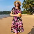 thumbnail image 4 of Balery Rose Flowers Vestidos sueltos de manga corta para mujer, vestidos de verano 2025, vestidos casuales de corte A con vuelo., 4 of 6