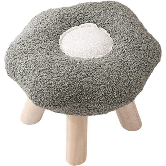 Small Foot Stool Sofa Stool Flower Shape Shoe Changing Stool Step Stool Under Desk Footstool for Bedside Porch Playroom, Gray Green, 32cmx25cm