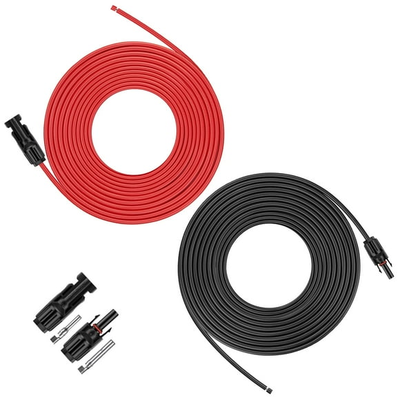 iGreely 50 Feet 10AWG Solar Extension Cable with Female and Male Connector Solar Panel Adapter (50FT Red + 50FT Black)