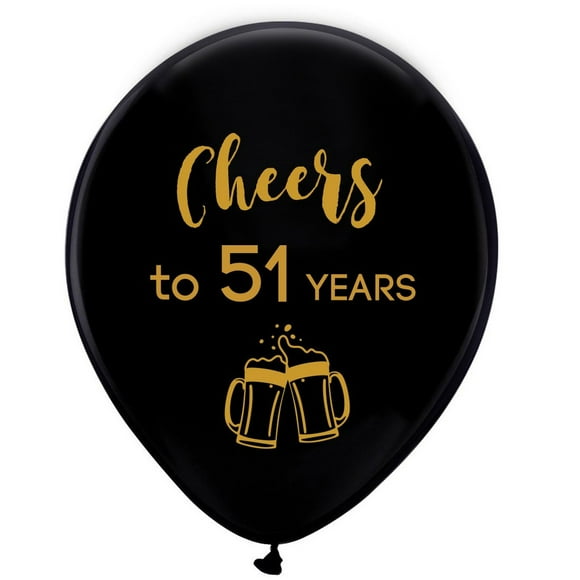Ballons en Latex Black Cheers 51 - 12 Pouces 16 Pcs - Décorations de Fête d'Anniversaire pour Hommes et Femmes - Fournitures de Célébration