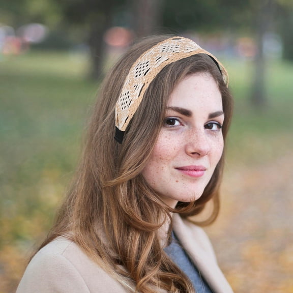 NICEXMAS Vintage Beige Raffia Headband, Trendy and Comfortable for Various Occasions