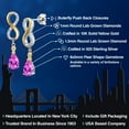 thumbnail image 2 of Gem Stone King 925 Silver and 10K Yellow Gold Pink Created Sapphire and White Lab Grown Diamond Dangle Earrings for Women | 1.98 Cttw | Gemstone September Birthstone | Pear Shape 8X5MM, 2 of 6