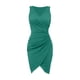 thumbnail image 3 of Vestido mini sexy sin mangas con cuello en V y pliegues envolventes, color liso, para mujer - Poliéster, elegante, con fruncido en la cintura y corte ajustado, 3 of 4